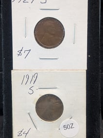 1919-S & 1924-S Lincoln Wheat Cents