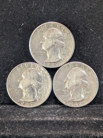 3-1947-D - 90% Silver Washington Quarters, 78 Years Old, Nice Grades,