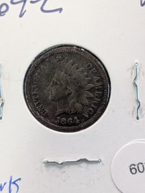 1864-L Pointed Bust Indian Head cent