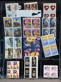 Sheet Of U.S. Postage Four Blocks All MOGNH