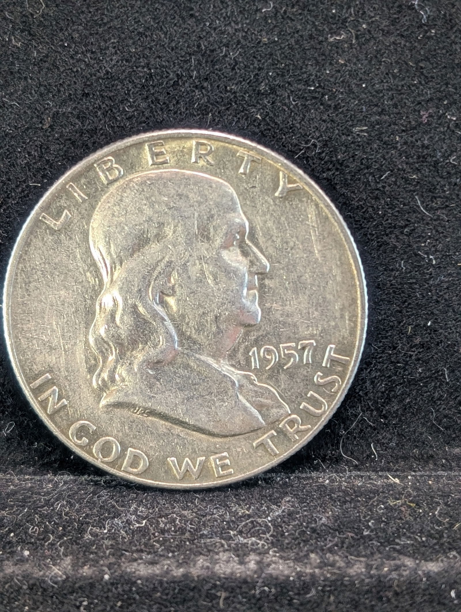 1957 D, Franklin Half Dollar AU, 90% Silver, 68 Years Old (1 of 2)