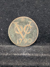 1790, Dutch Netherlands Colonial Duit VOC, First New York Penny, Rare this High of Grade, COA, 14