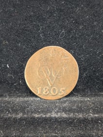 1805-EF, Rare this High of Grade, COA Dutch Netherlands Colonial Duit VOC, First New York Penny, 200