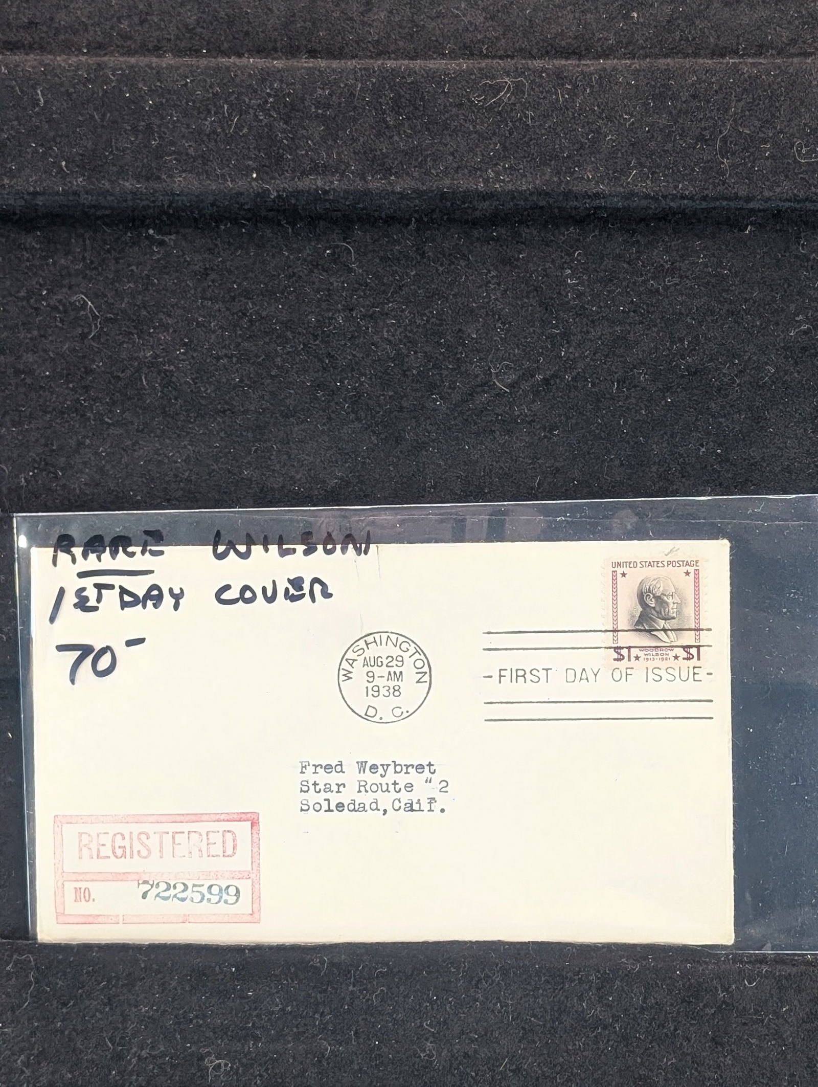 First Day Cover With Woodrow Wilson Stamp: First Day Cover With Woodrow Wilson Stamp