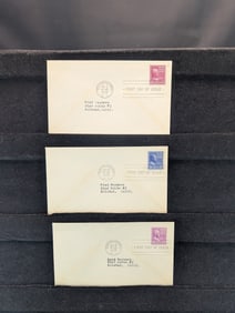 First Day Covers With Roosevelt, Taft, & McKinley Stamps
