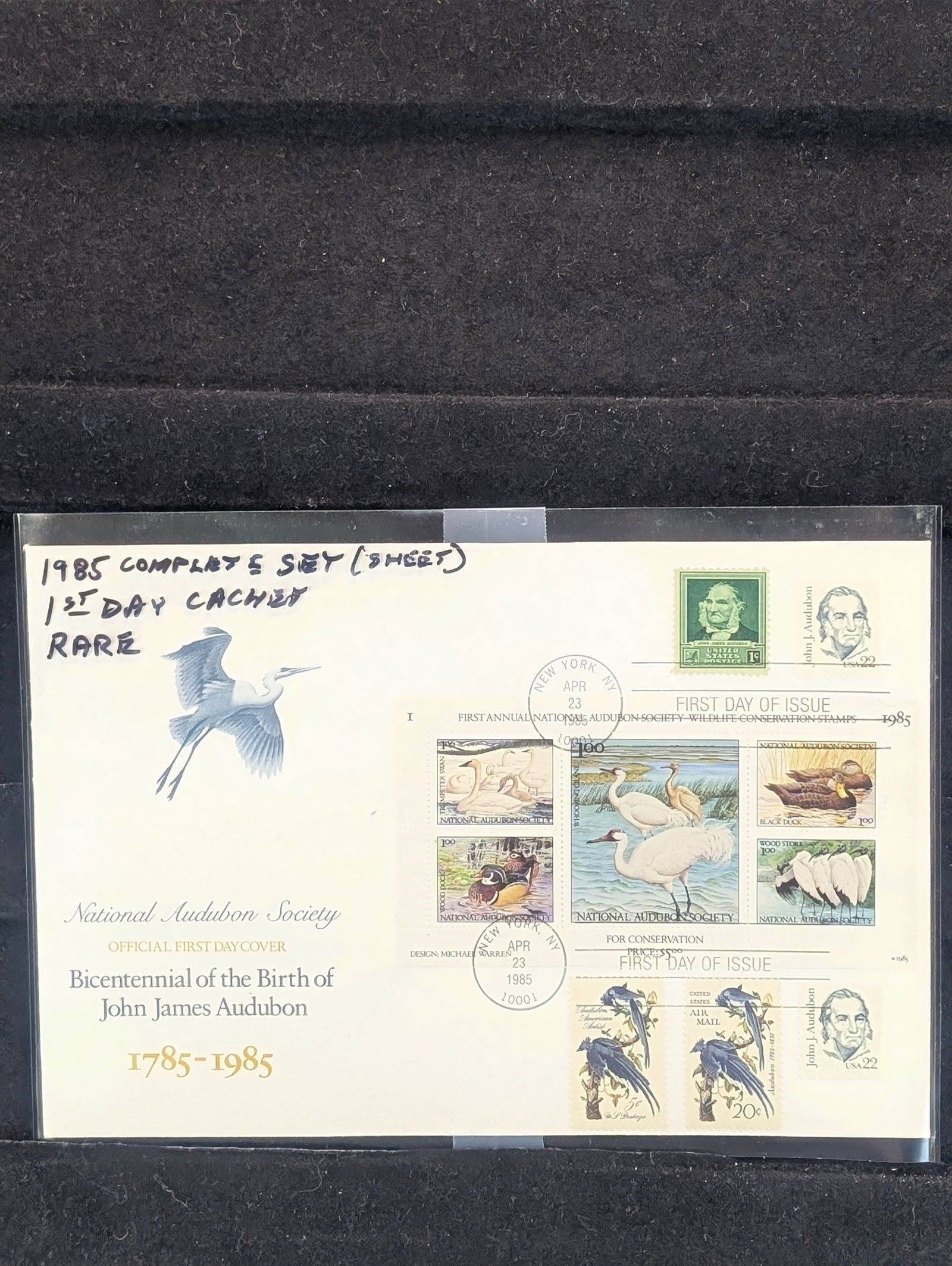 1985 Full Set Of Audubon Society First Day Cachets (1 of 4)