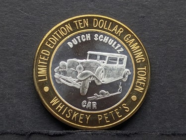 Limited Edition .999 FINE SILVER Center, Whiskey Pete's Casino $10 Gaming Token in Capsule