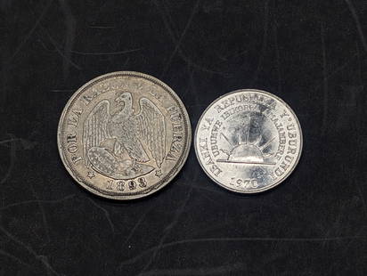 1893 Chile 20 Silver Centavos & 1970 Burundi 1 Franc: 1893 Chile 20 Silver Centavos & 1970 Burundi 1 Franc