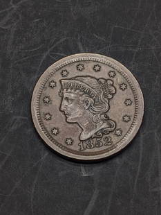 **AU** 1852 Braided Hair Large Cent: **AU** 1852 Braided Hair Large Cent