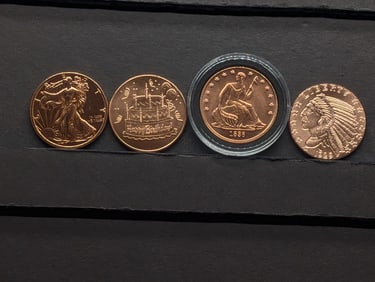 1 Oz. Each .999 FINE COPPER Various Designed Rounds (4 PCS)