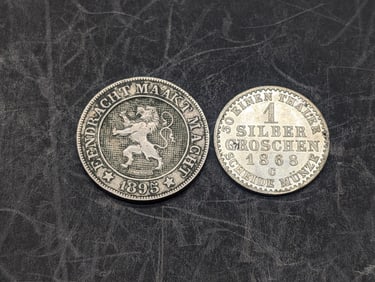1895 Belgium 10 Centimes & 1868-C German States Prussia 1 Silver Groschen