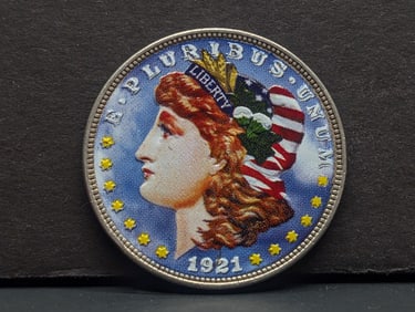 Colorized 1921 Morgan Silver Dollar *Last Year of Issue*