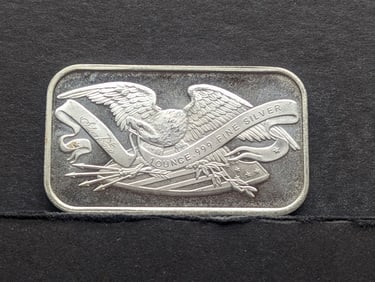 1 Oz. .999 FINE SILVER Eagle Standing on Shield Designed Art Bar