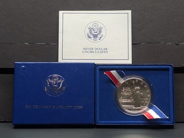 1986-P UNC Statue of Liberty Commem Silver Dollar in OGP w/ COA
