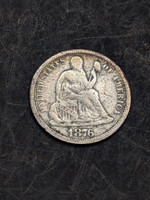 1876-CC w/ Legend Seated Liberty Diem **FINE/VF**