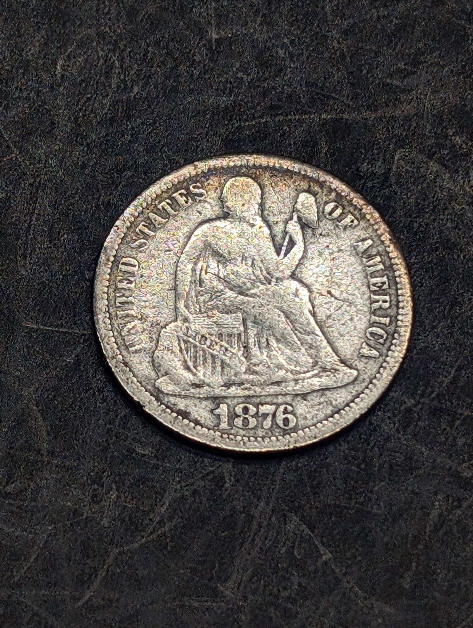 1876-CC w/ Legend Seated Liberty Diem **FINE/VF** (1 of 2)