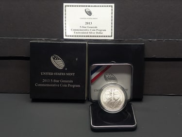2013-W UNC 5-Star Generals Commem Silver Dollar in OGP w/ COA