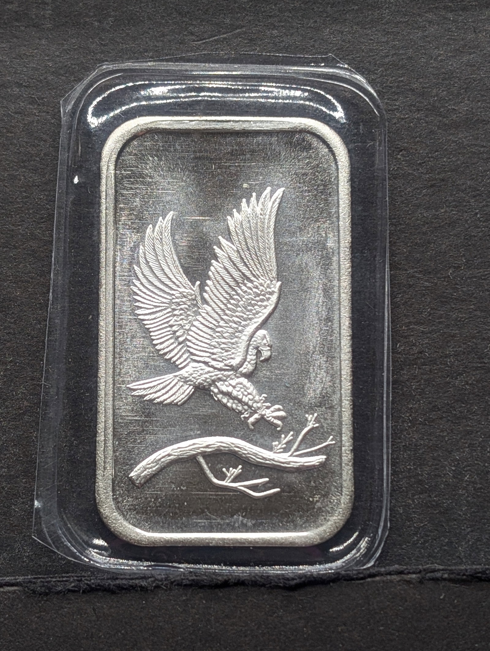 1 Oz. .999 FINE SILVER Eagle Landing on Branch Designed Art Bar: 1 Oz. .999 FINE SILVER Eagle Landing on Branch Designed Art Bar