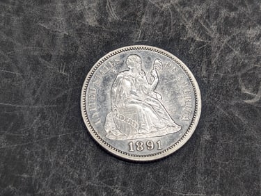 **AU/UNC** 1891 w/ Legend Seated Liberty Dime