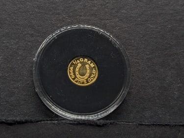 1/4th Gram .9999 FINE GOLD Monarch Precious Metals - Horseshoe Designed Miniature Round in Capsule