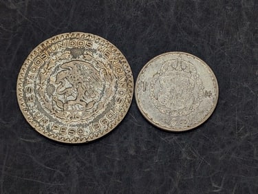 1950-TS Sweden 1 Silver Krona (KM-814) & 1960 Mexico 1 Silver Peso