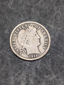 1911-S Barber Silver Dime