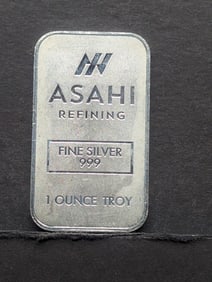 1 Oz. .999 FINE SILVER Asahi Refining Designed Art Bar