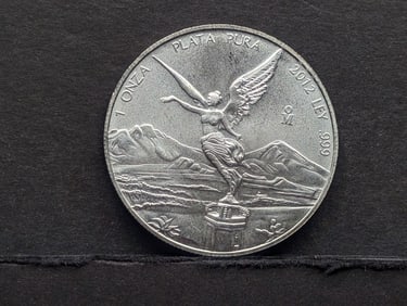 1 Oz. .999 PURE SILVER 2012 Mexico Libertad Designed Round