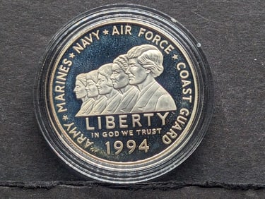 1994-P PROOF Women in Military Commem Silver Dollar in Capsule