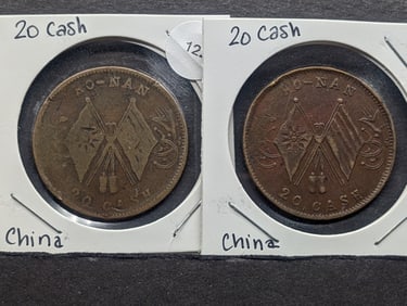 (2) China Coins Twenty Cash