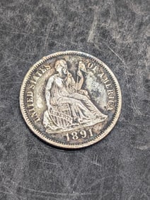 1891 w/ Legend Seated Liberty Dime **XF DETAILS**