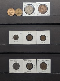 (10) Mexico Coins; 1973 Five Pesos, 1956 One-Hundred Centavos BU, 1953 Five Centavos, 1937 Five