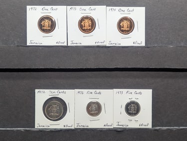 (6) Proof Jamacia Coins; 1972, 1973, & 1974