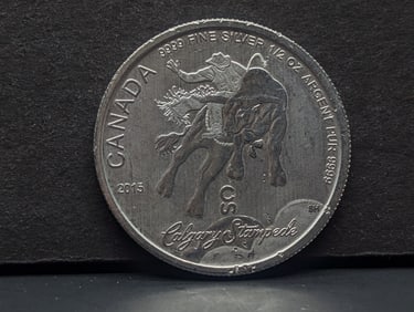 1/2 Oz. .9999 FINE SILVER 2015 Canada $2 Calgary Stampede Designed Coin