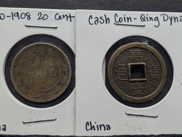 China Twenty Cent & Cash Coin Qing Dynasty