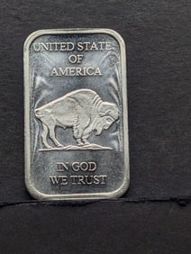 1 Oz. .999 FINE SILVER Indian Head Buffalo Designed Art Bar