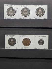 (6) Costa Rica Coins; (3) 1978 Colon, 1978 & 1979 Ten Centimos, 1999 Five Colons