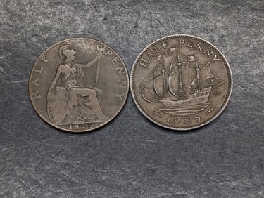 1925 Great Britain Half Penny & 1955 Great Britain Half Penny