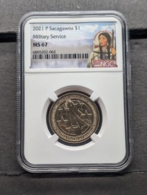 2021-P Sacagawea Military Service $1 Coin - NGC MS67