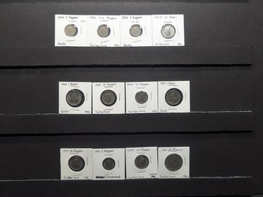 (12) Switzerland Coins; 1940's, 50's, 60's, & 70's Coins & (1) 2009 Proof