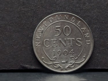 1904 H Newfoundland .925 silver half dollar. Full crown.