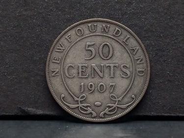 1907 Newfoundland .925 silver half dollar. Very Original.