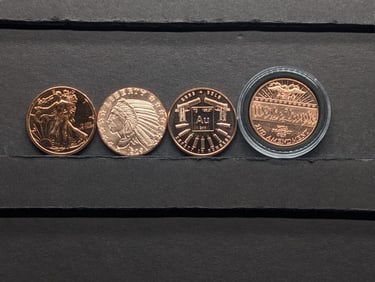 1 Oz. Each .999 FINE COPPER Various Designed Rounds (4 PCS)