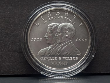 2003-P UNC Orville & Wilber Wright Commem Silver Dollar in Capsule