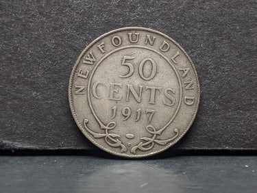 1917 C Newfoundland .925 silver half dollar. Very Original.