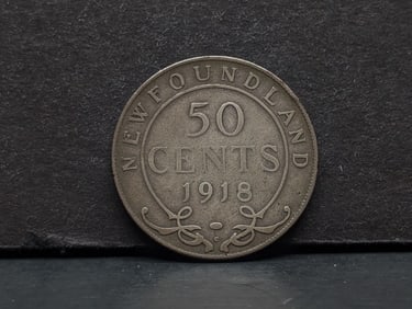 1918 C Newfoundland .925 silver half dollar. Very Original.