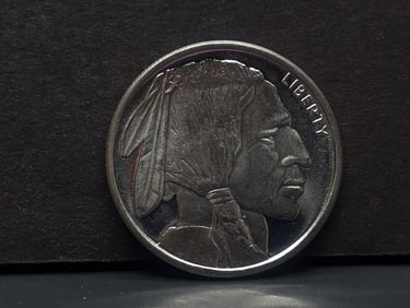 1/2 Oz. .999 FINE SILVER Indian Head Buffalo Nickel Designed Round