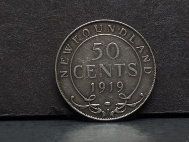 1919 C Newfoundland .925 silver half dollar. Very Original.