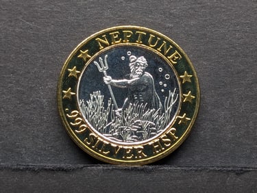 $10 Casino Token with .999 silver HSP center: Norwegian Cruise Lines “Neptune.