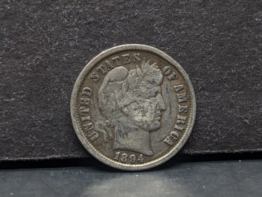 1894 Barber Dime with VF detail. Strong Liberty A semi key.